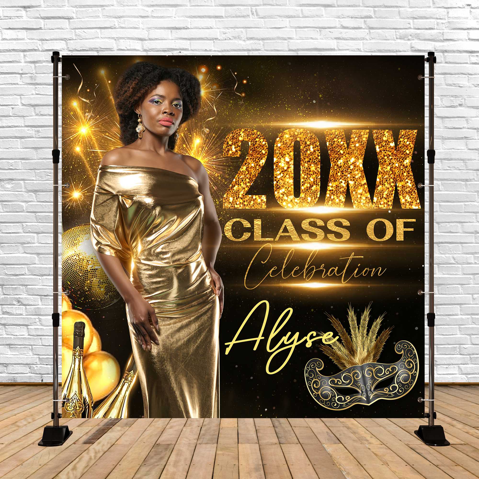 Toile de Fond de Graduation Idées Glamour Étincelant Personnalisée BRP6-177