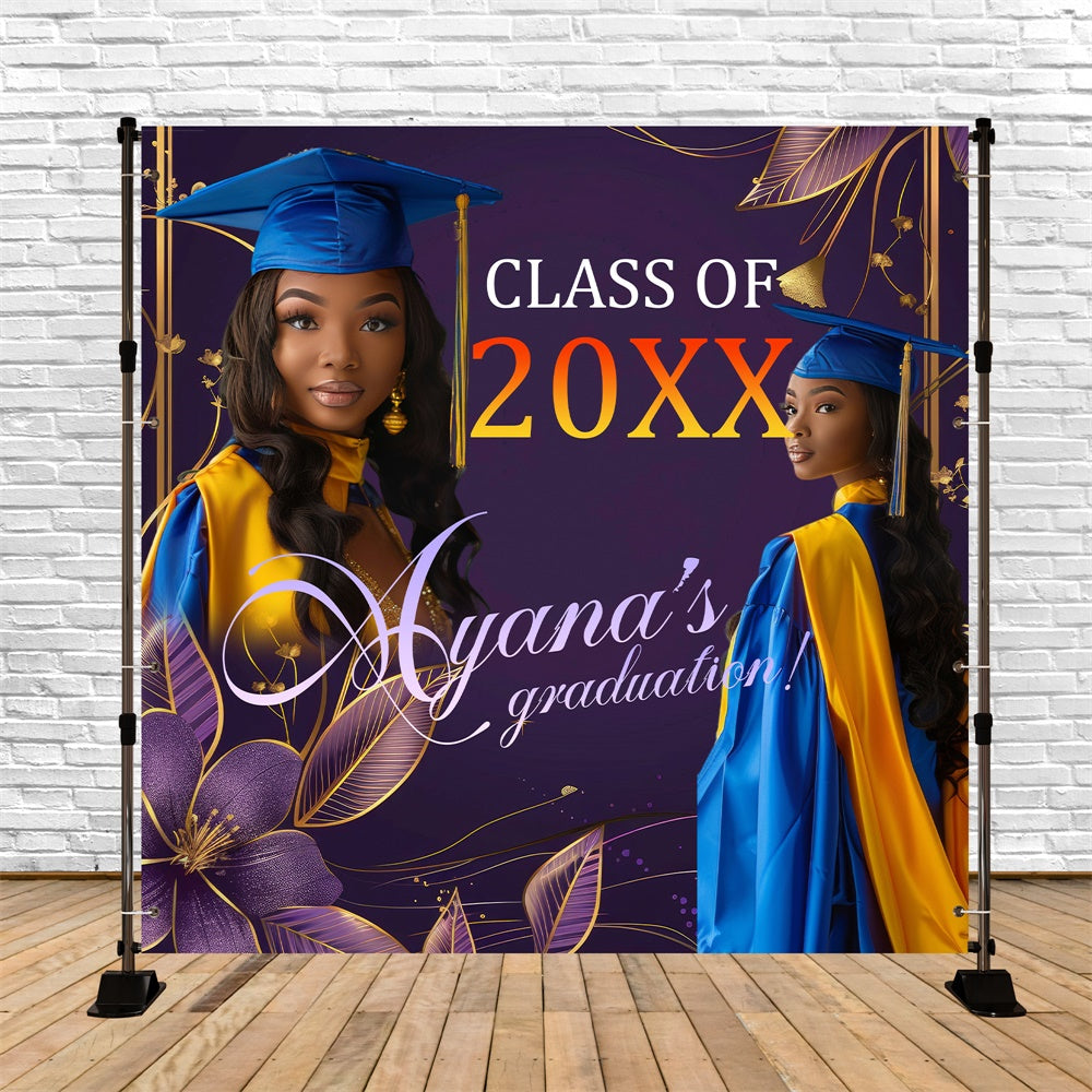 Toile de Fond de Graduation Fantaisie Florale Personnalisée BRP6-202