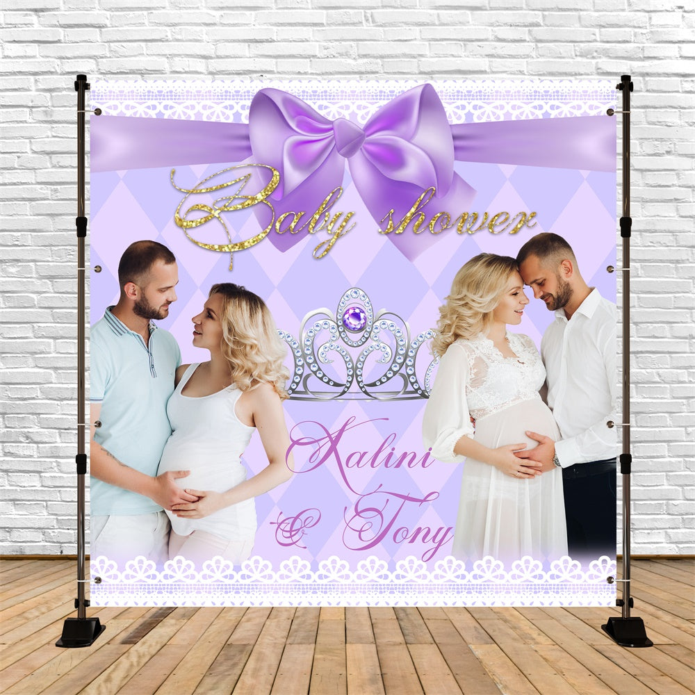Toile de fond Shower de Bébé Personnalisable Élégante Couronne Violette BRP6-207