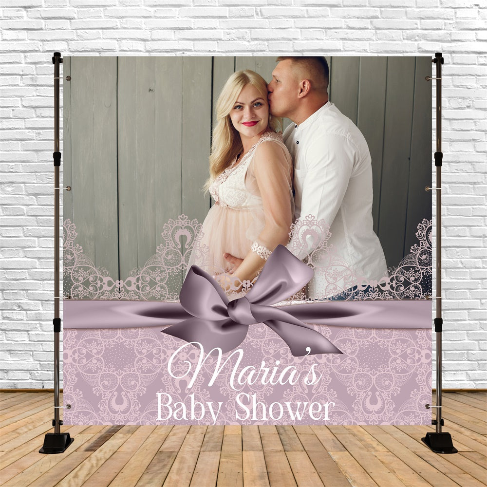 Toile de fond Baby Shower Personnalisable Idées Dentelle Rose Rustique BRP6-208