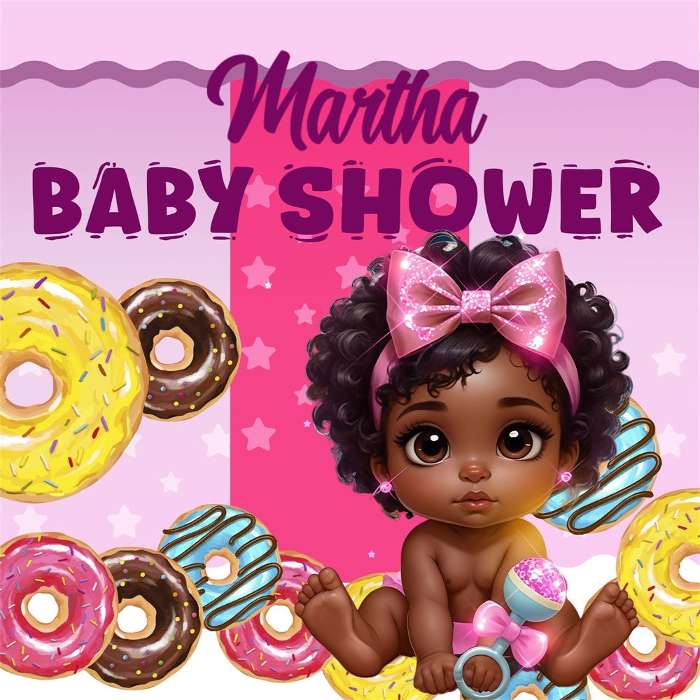Toile de fond Baby Shower Personnalisable Donuts Vanille Fête BRP6-210