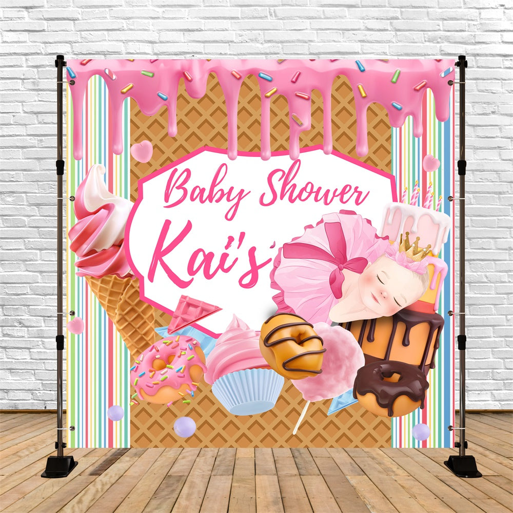 Toile de fond Baby Shower Personnalisable Douces Gourmandises BRP6-214
