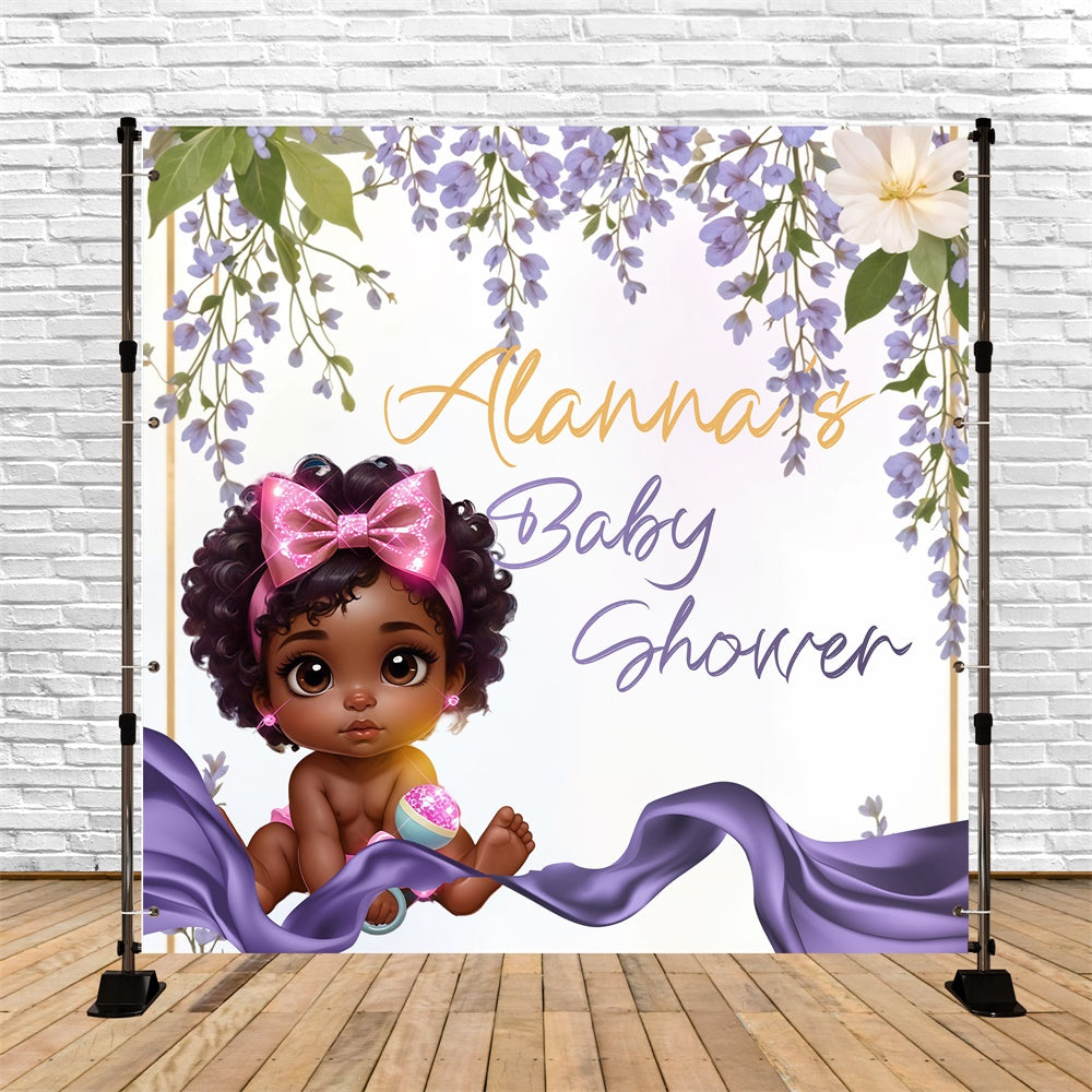 Toile de fond Baby Shower Personnalisable Lavande en Fleurs BRP6-231
