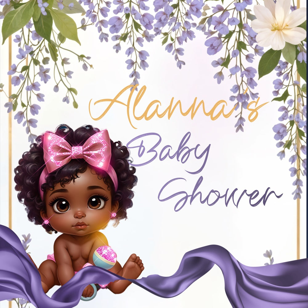 Toile de fond Baby Shower Personnalisable Lavande en Fleurs BRP6-231