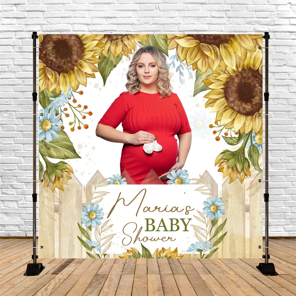 Toile de fond Baby Shower Personnalisable Idées Tournesol Rustique BRP6-233