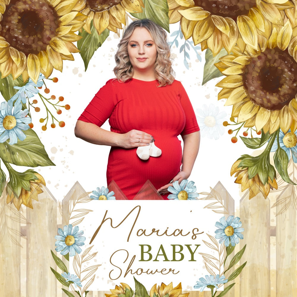 Toile de fond Baby Shower Personnalisable Idées Tournesol Rustique BRP6-233