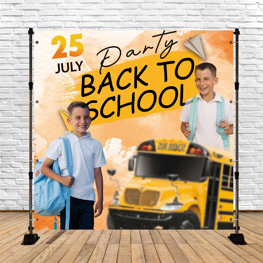 Toile de fond Retour à l’École Personnalisable Sourires en Bus Scolaire BRP6-30