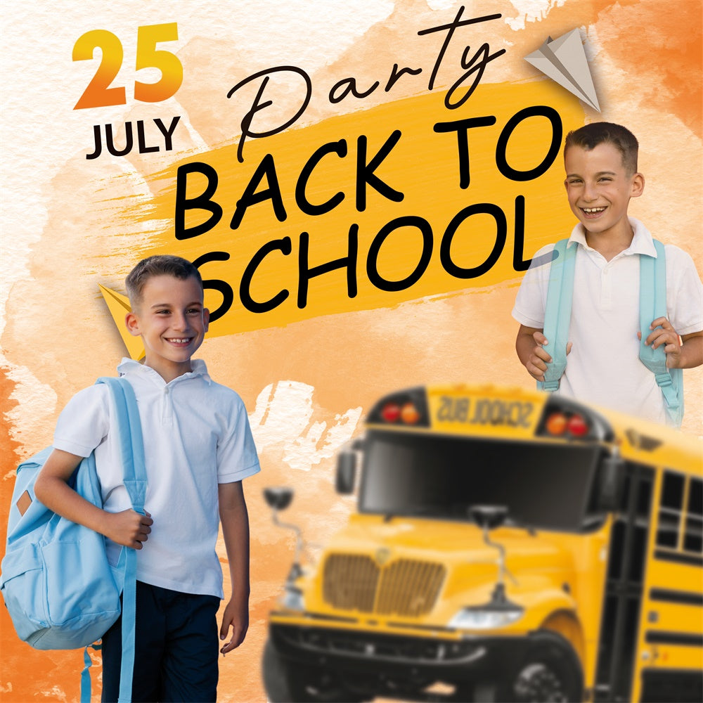 Toile de fond Retour à l’École Personnalisable Sourires en Bus Scolaire BRP6-30