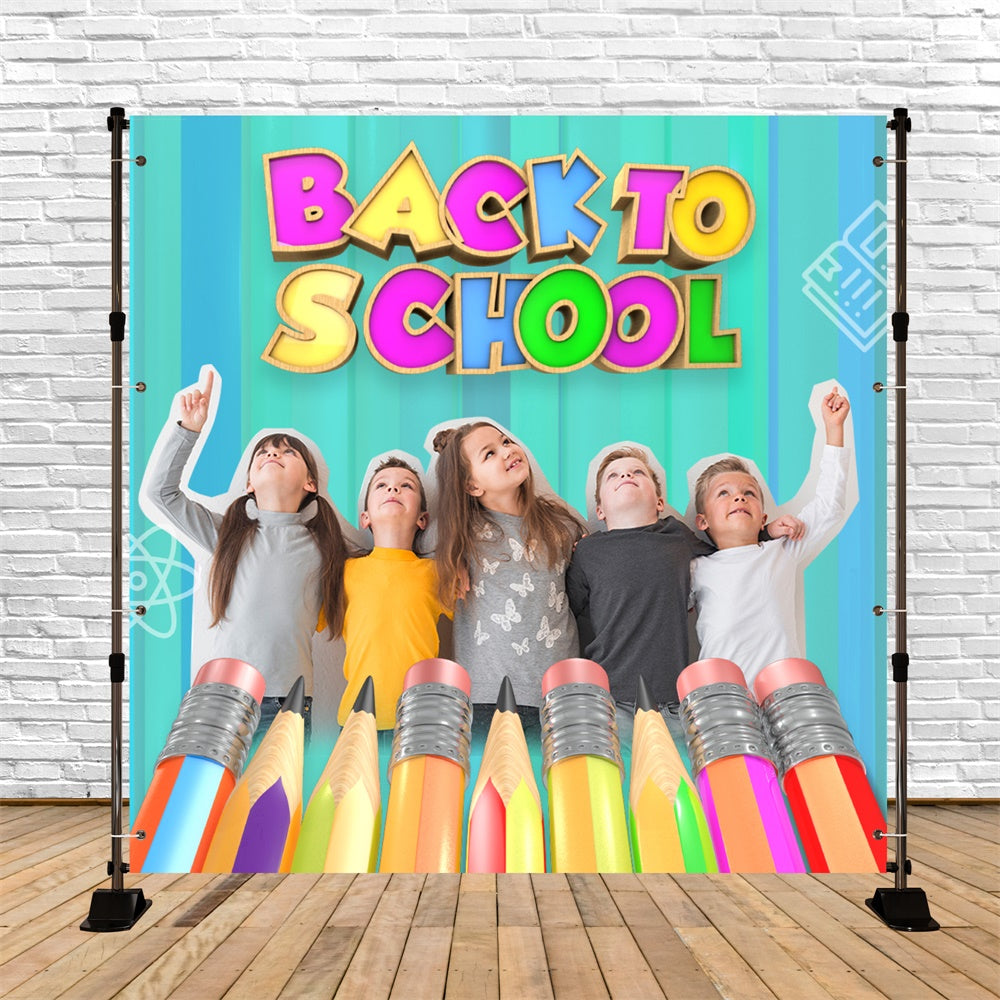 Toile de fond Retour à l’École Personnalisable Crayon Arc-en-Ciel Énergique BRP6-31