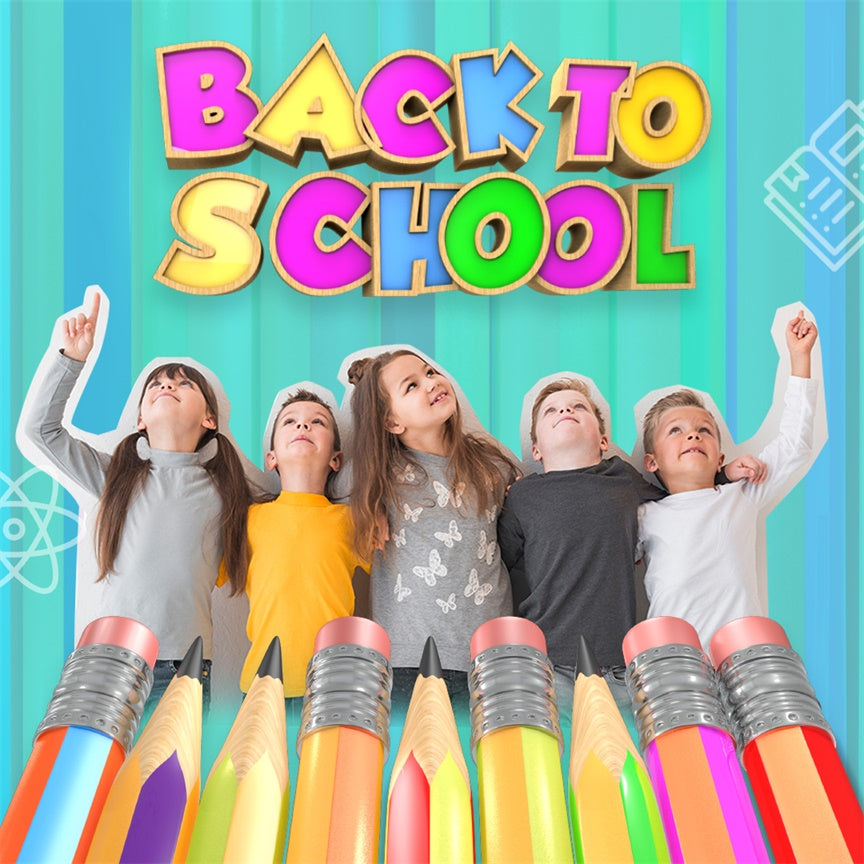 Toile de fond Retour à l’École Personnalisable Crayon Arc-en-Ciel Énergique BRP6-31