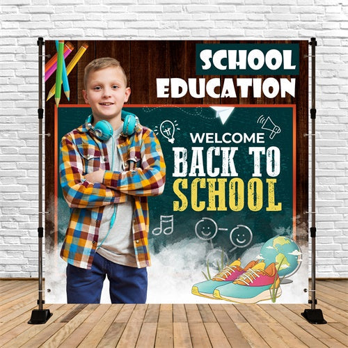 Toile de fond Retour à l’École Personnalisable Ambiance Tableau de Bienvenue BRP6-36