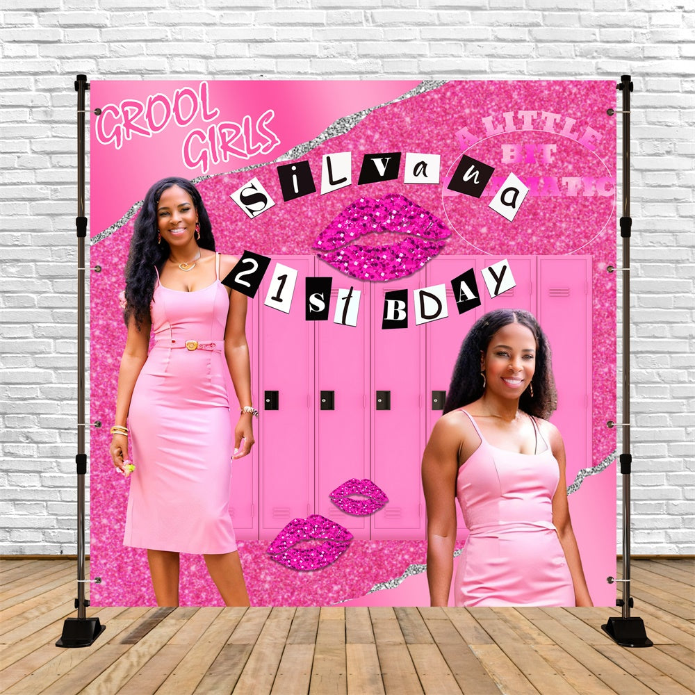 Toile de fond Anniversaire Personnalisable Chic Rose Pailleté 21 Ans BRP6-51
