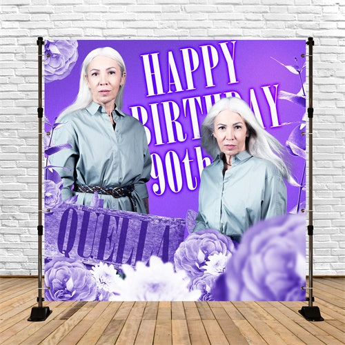 Toile de fond Anniversaire Personnalisé Grâce Violette 90 Ans BRP6-54