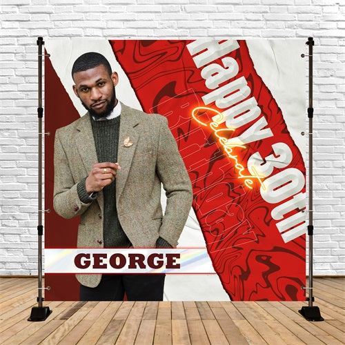 Toile de fond Personnalisable Anniversaire Rouge Luxe 30 Ans BRP6-61