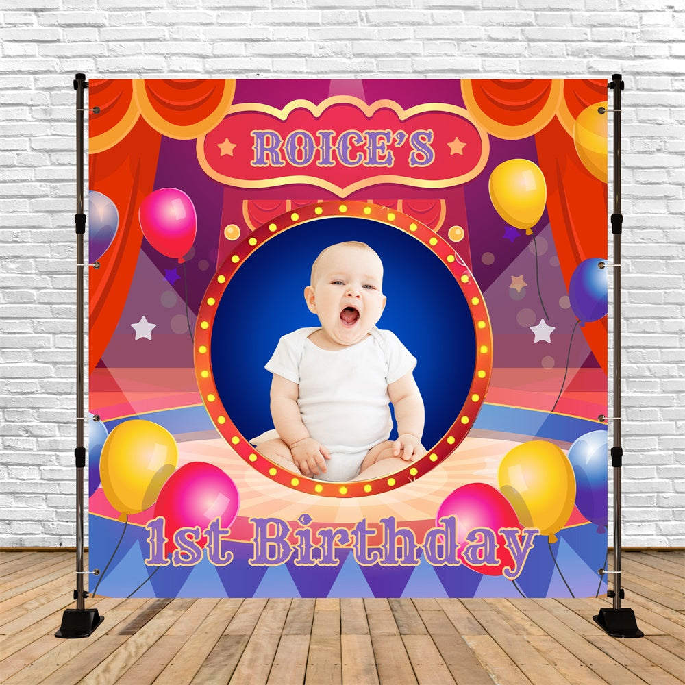 Toile de fond Photo Anniversaire Personnalisable Cirque Joyeux 1 An BRP6-65