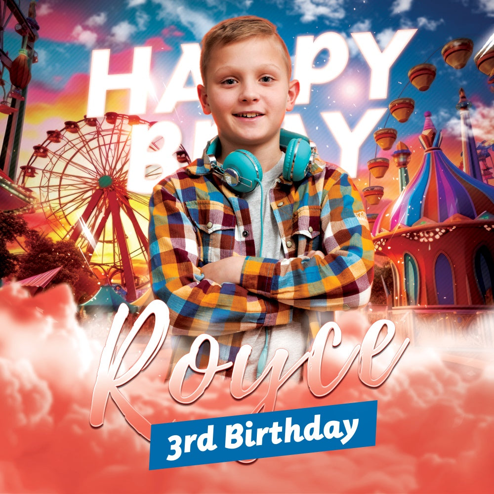 Toile de fond Anniversaire Personnalisé Grande Roue Fantaisie BRP6-66