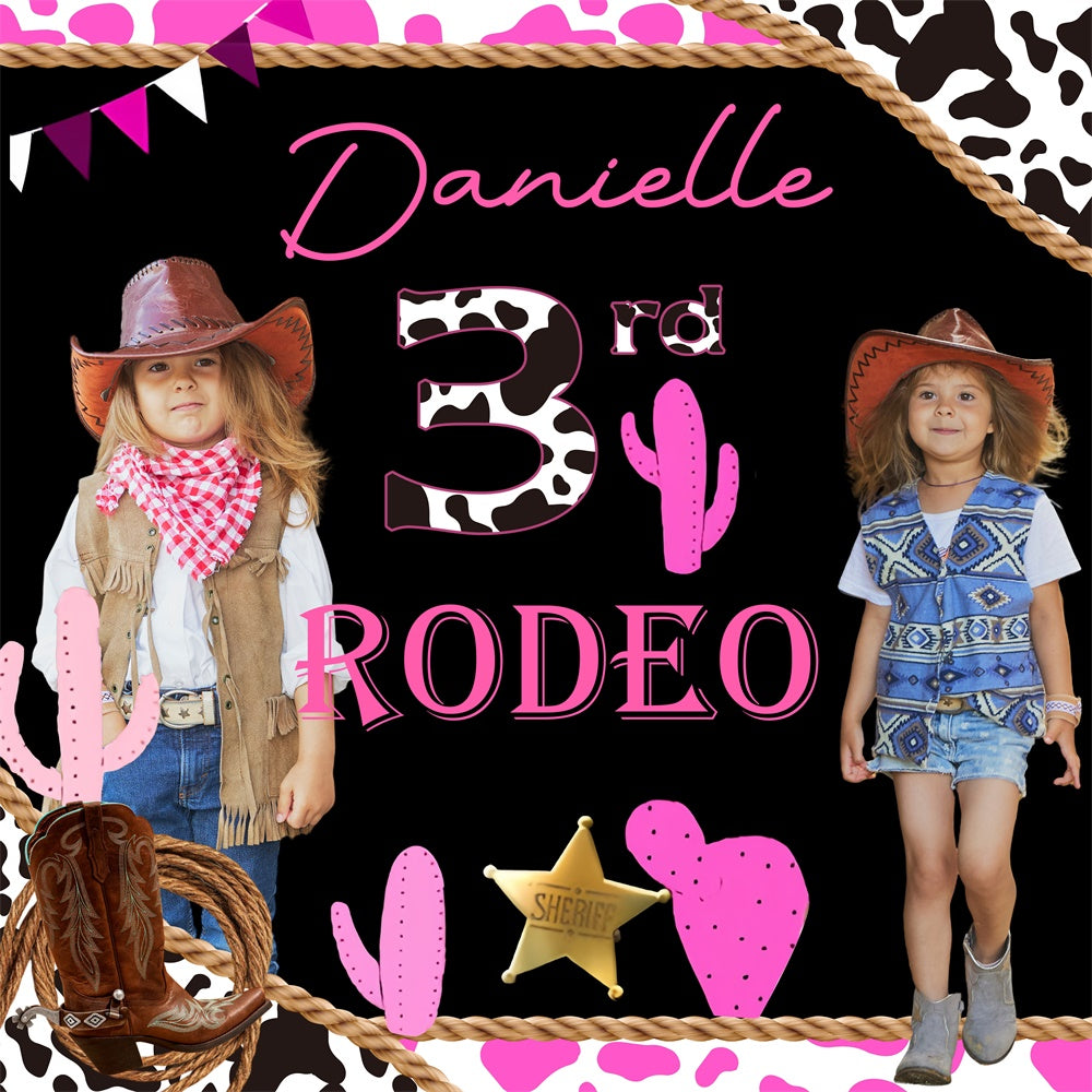 Toile de fond Personnalisable Anniversaire Fête Cowgirl Rodéo BRP6-76