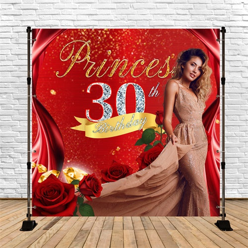 Toile de fond Deco Anniversaire Personnalisé Rose Glamour 30 Ans BRP6-88