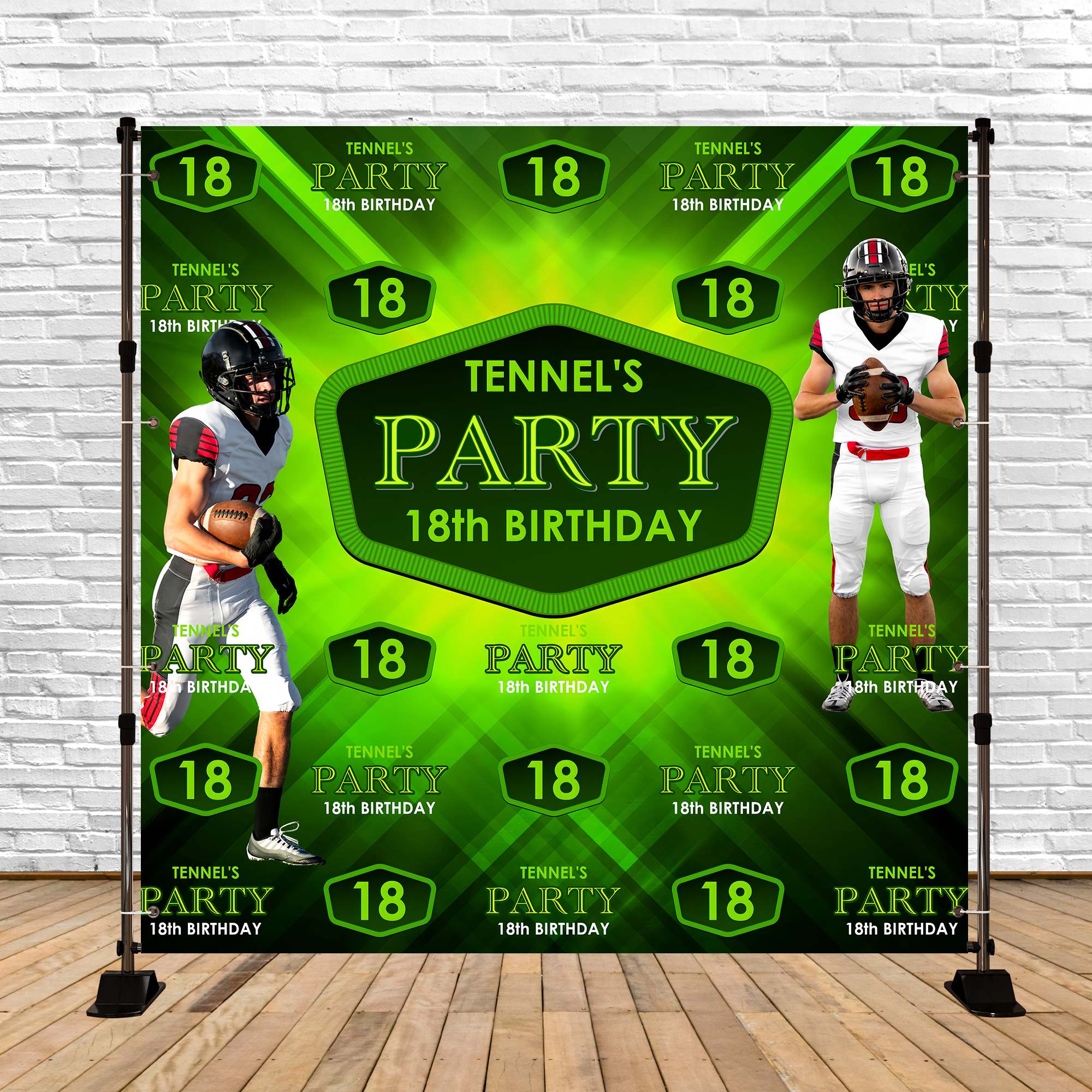 Toile de fond Anniversaire Personnalisé Gloire Gridiron 18 Ans BRP6-94