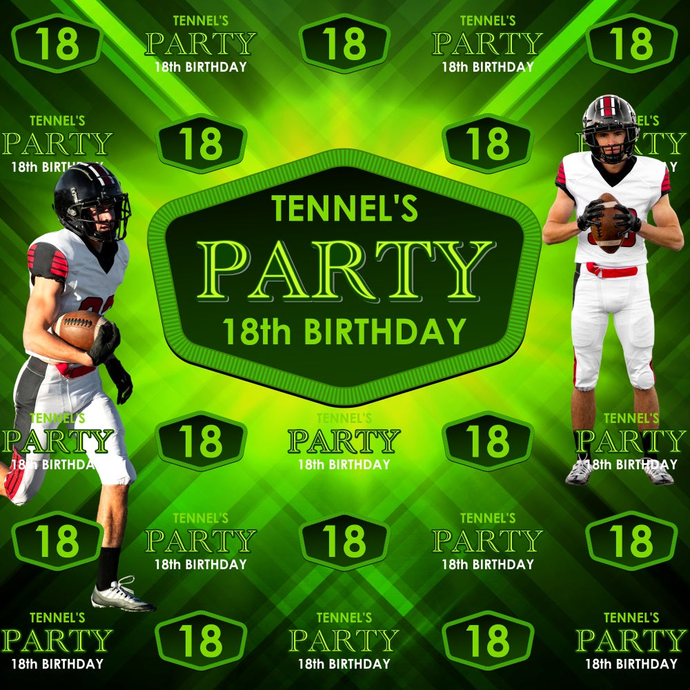 Toile de fond Anniversaire Personnalisé Gloire Gridiron 18 Ans BRP6-94