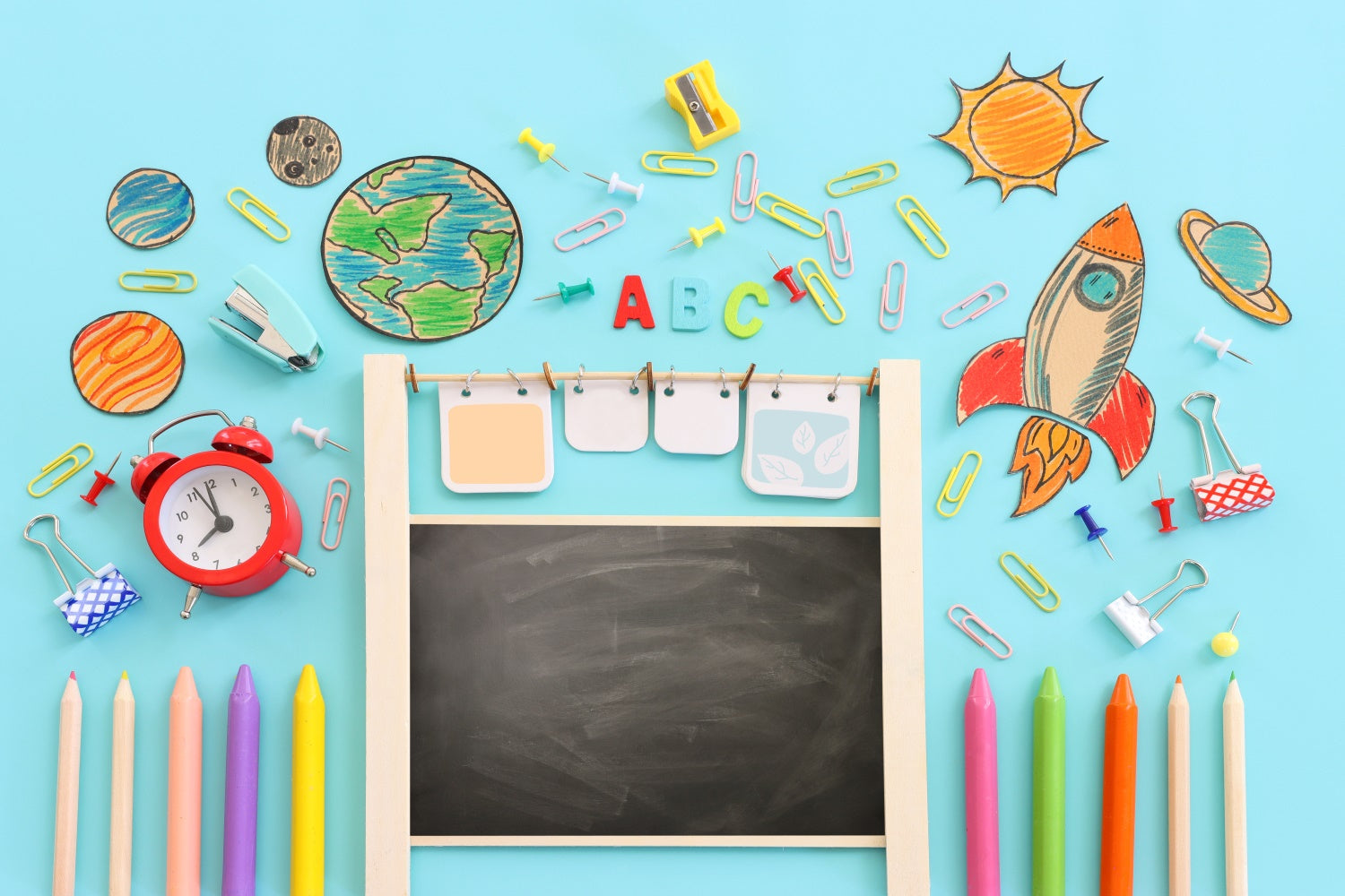 Toile de Fond de Photographie de Papeterie et Plante pour la Rentrée Scolaire BRP7-11