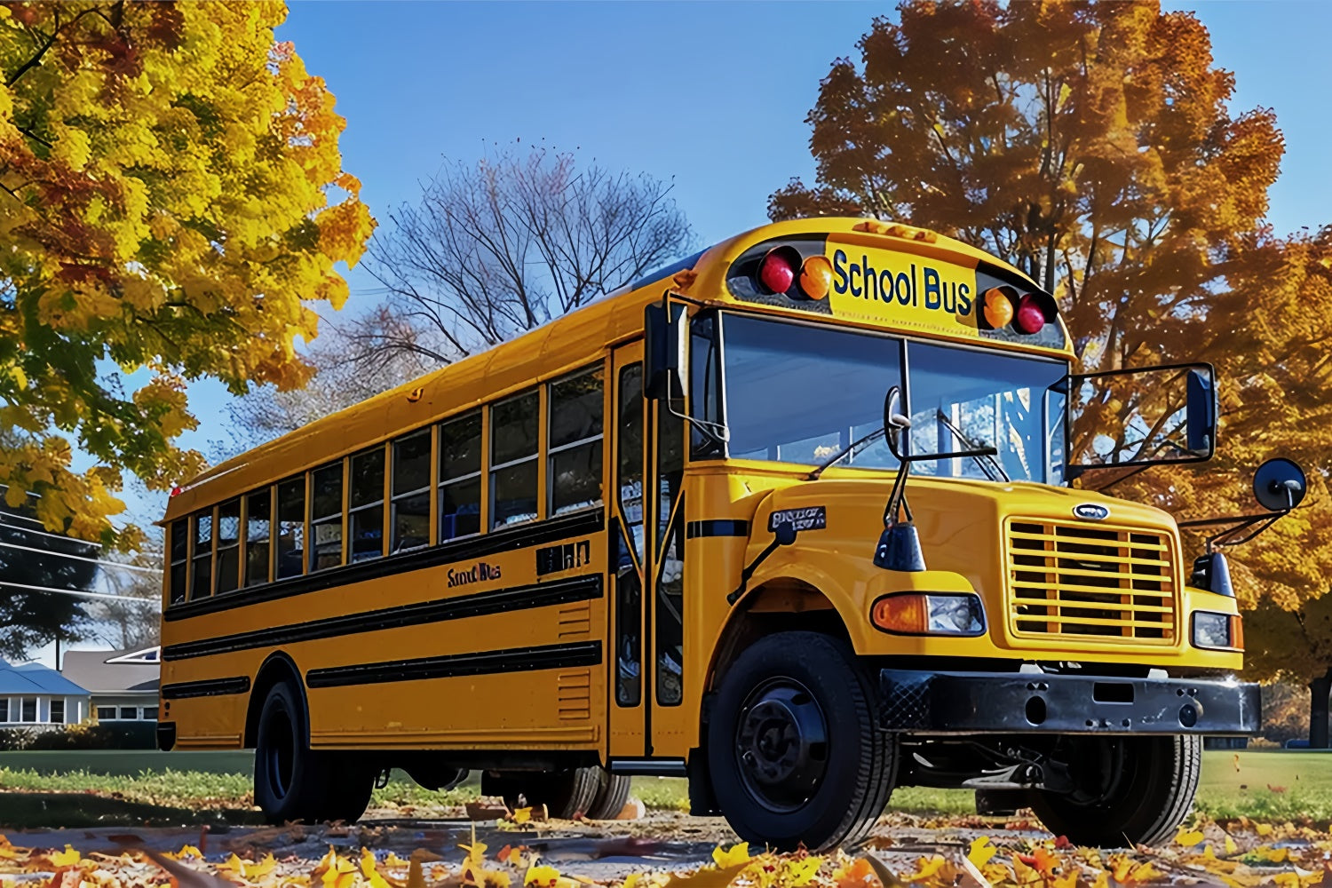 Toile de Fond Retour à l'École Bus Scolaire Campagnard BRP7-186