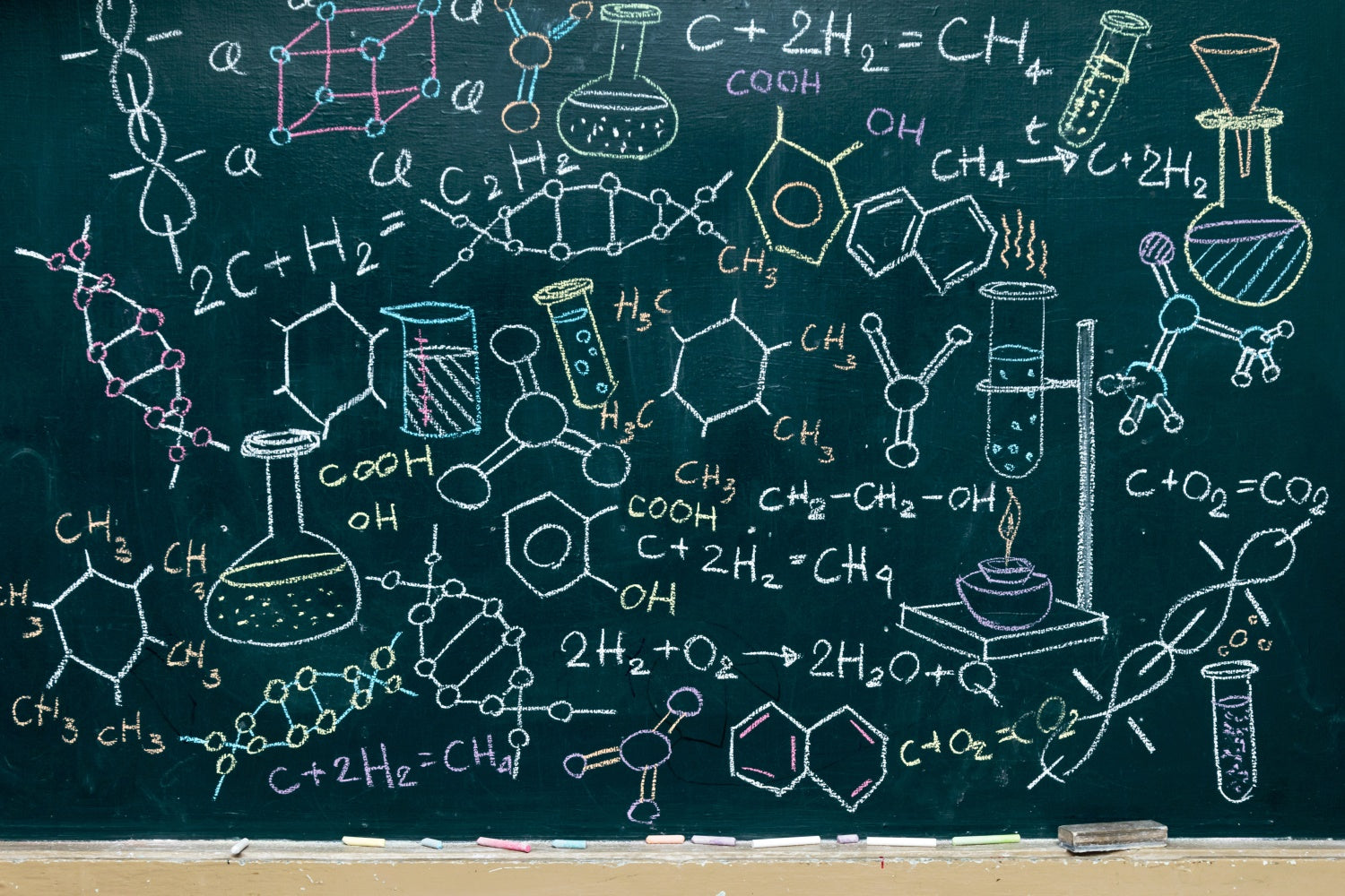 Toile de Fond de Formules Chimiques sur Tableau Noir pour la Rentrée BRP7-31