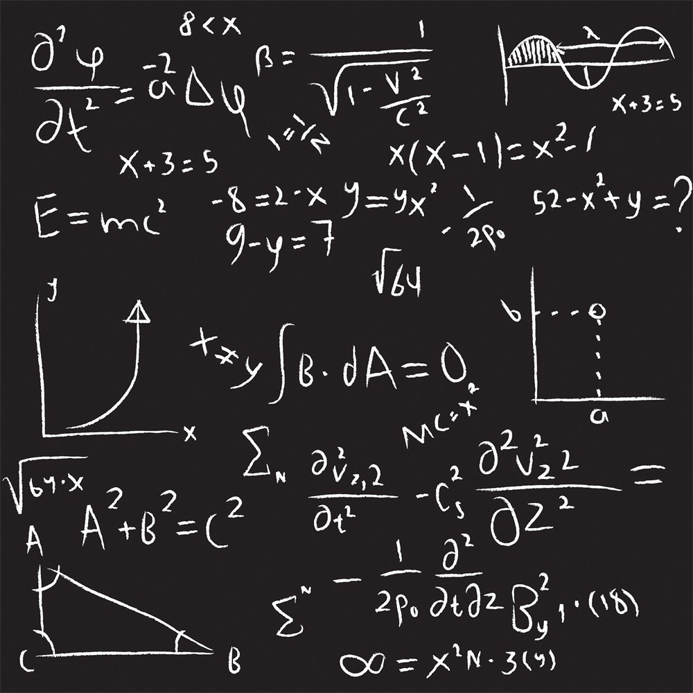 Toile de Fond de Formules Scientifiques sur Tableau Noir pour la Rentrée BRP7-51