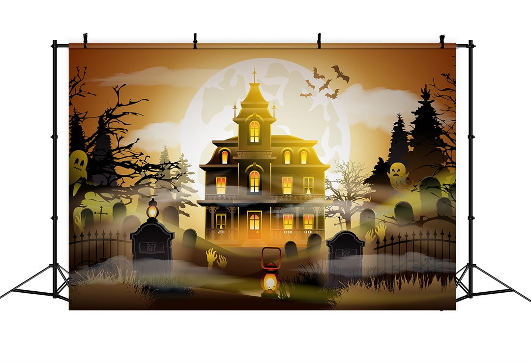 Toile de Fond Sépulcre Hanté et Maison Hantée d'Halloween Effrayant BRP8-163