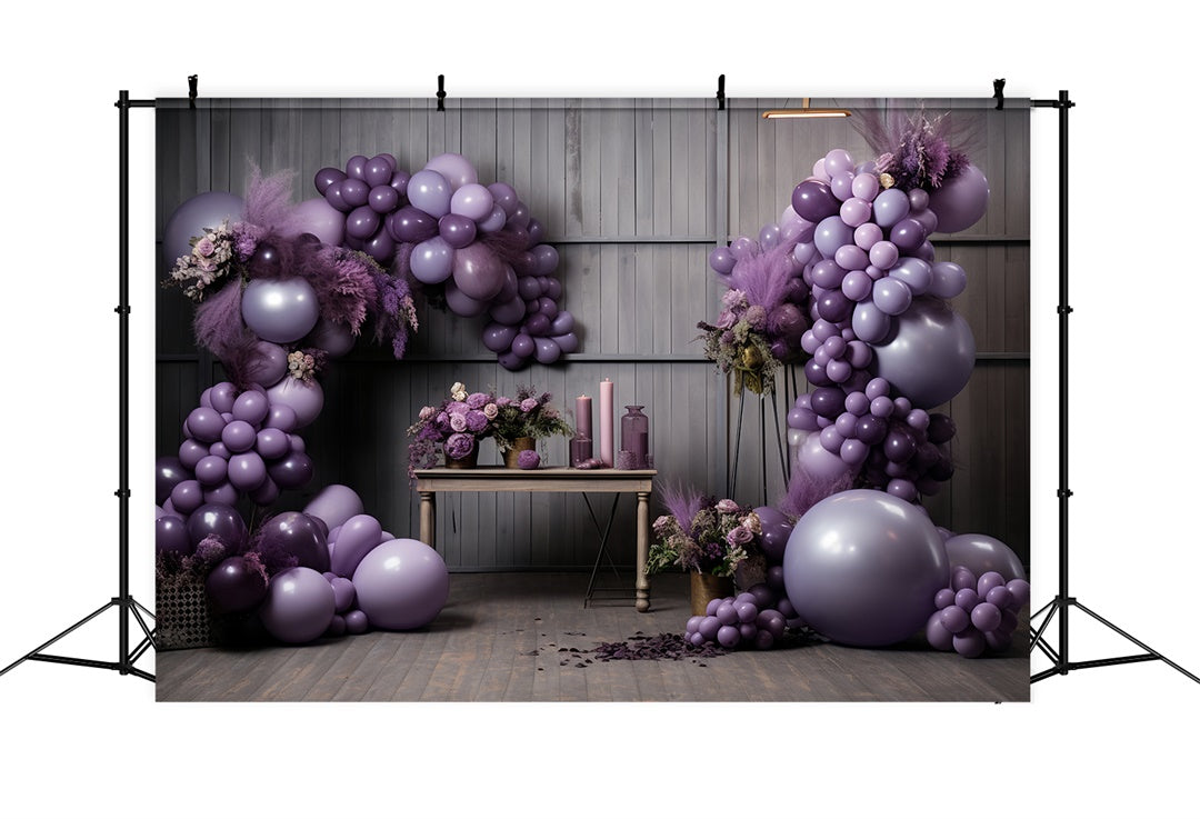 Toile de Fond Guirlande de Ballons Violets Gracieux pour Halloween BRP8-179