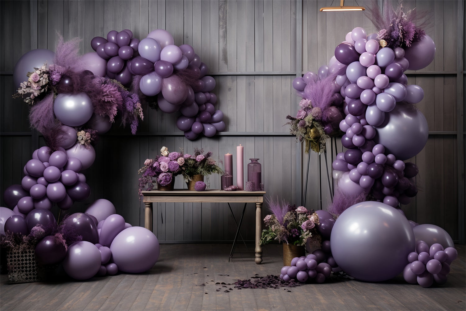 Toile de Fond Guirlande de Ballons Violets Gracieux pour Halloween BRP8-179