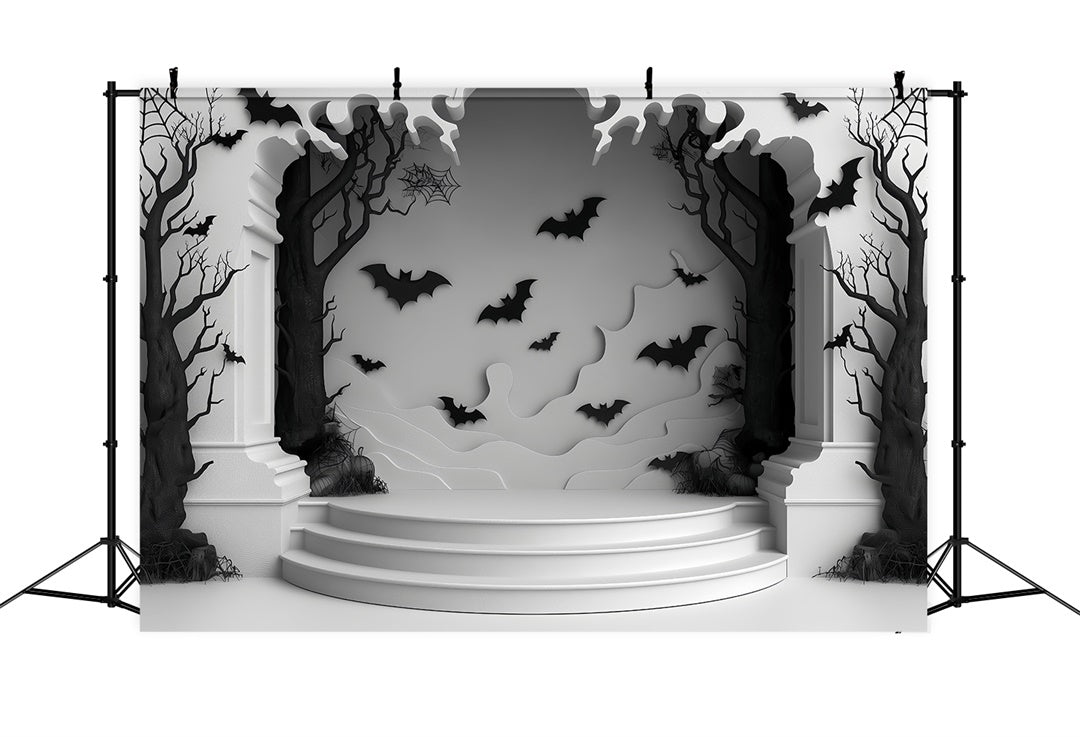 Toile de Fond Forêt Hantée avec Chauves-Souris pour Scène d'Halloween BRP8-187