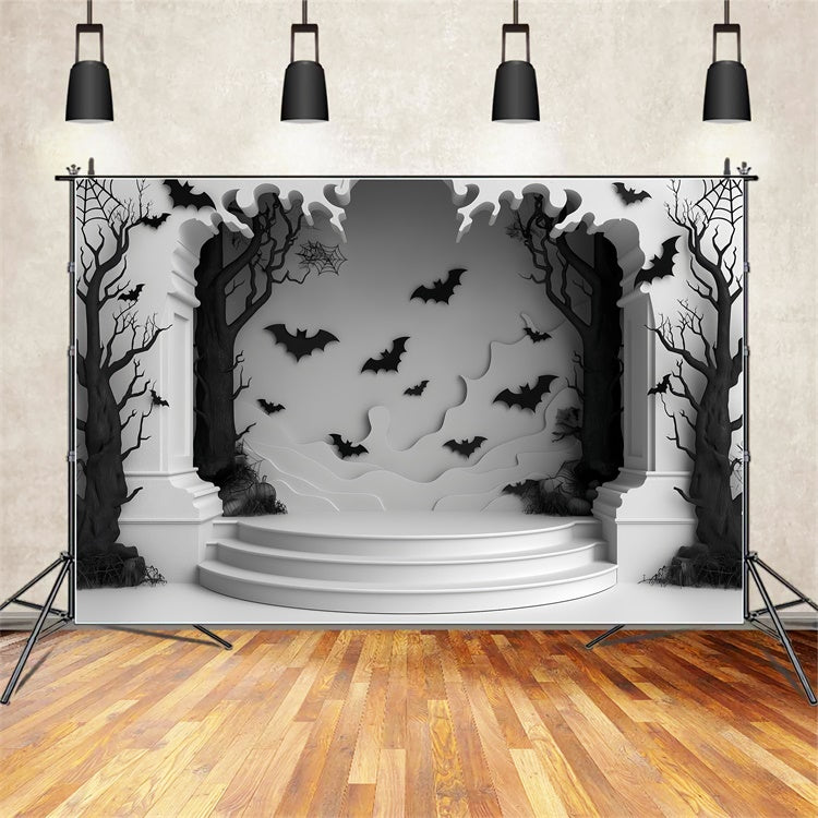 Toile de Fond Forêt Hantée avec Chauves-Souris pour Scène d'Halloween BRP8-187