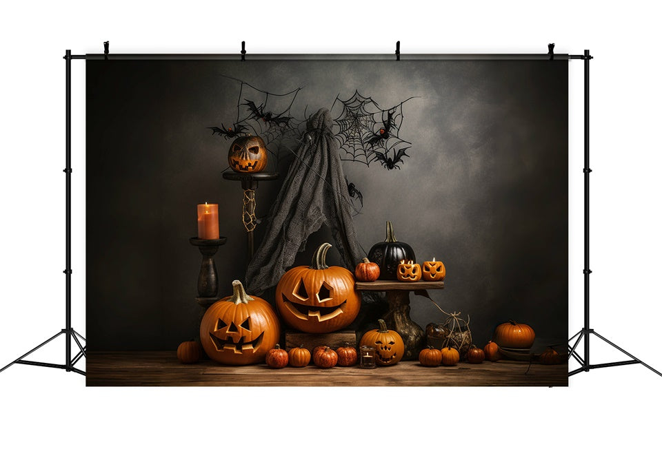 Toile de fond Citrouilles sombres et toiles d'araignée d'Halloween BRP8-212