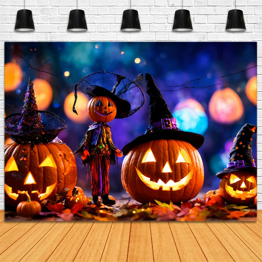 Toile de fond Citrouilles enchantées et lumières d'Halloween BRP8-220