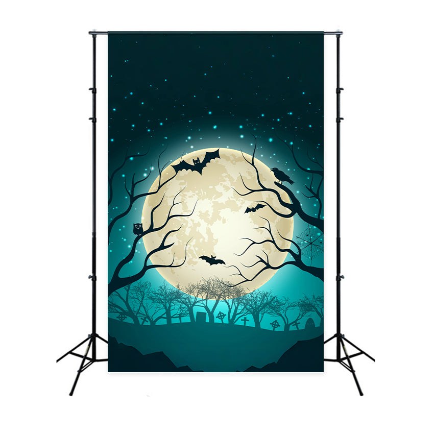 Toile de fond Nuit sinistre avec arbres effrayants d'Halloween BRP8-234