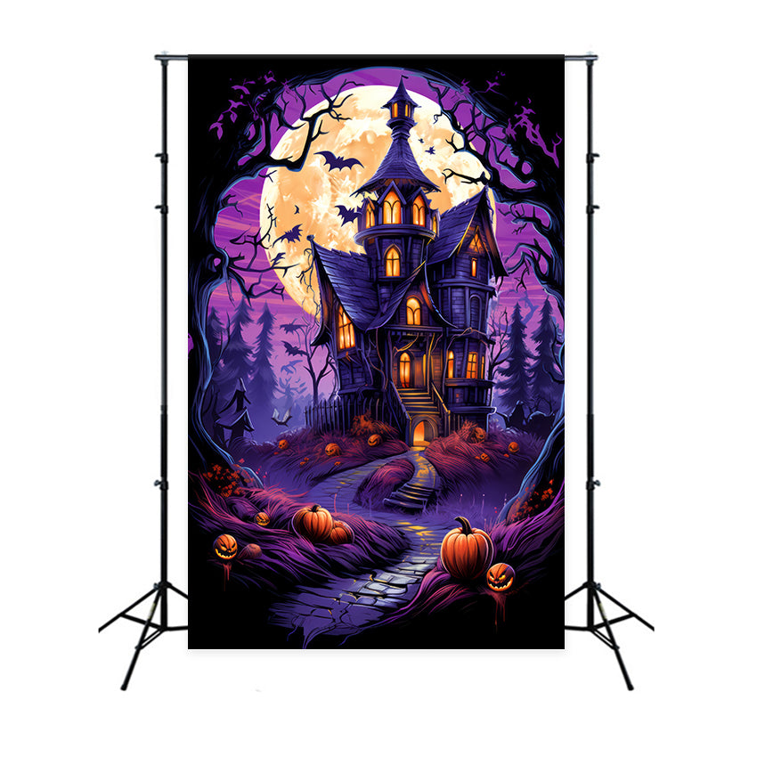 Toile de fond Nuit d'Halloween avec manoir hanté BRP8-259