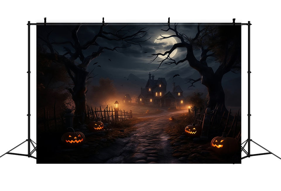 Toile de fond Nuit lugubre d'Halloween avec maison hantée BRP8-261