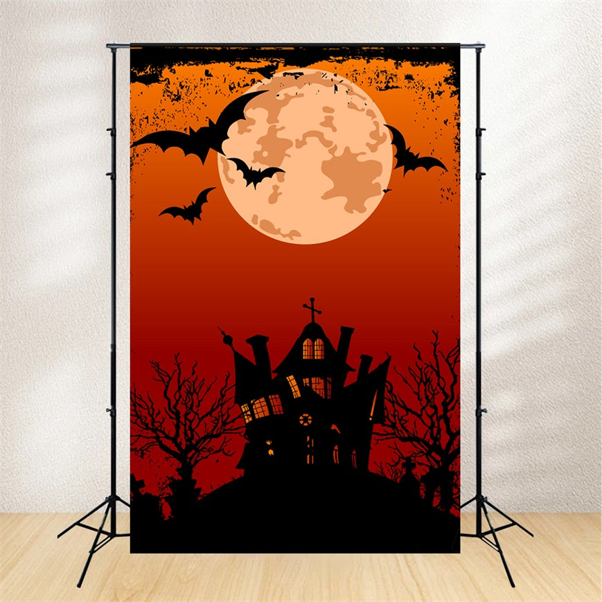 Toile de fond Maison sous la pleine lune de nuit d'Halloween BRP8-326