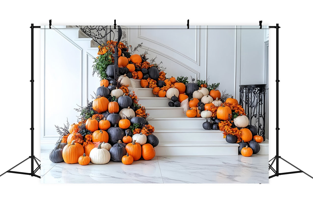 Toile de fond Escalier de citrouilles pour décoration d'Halloween BRP8-349