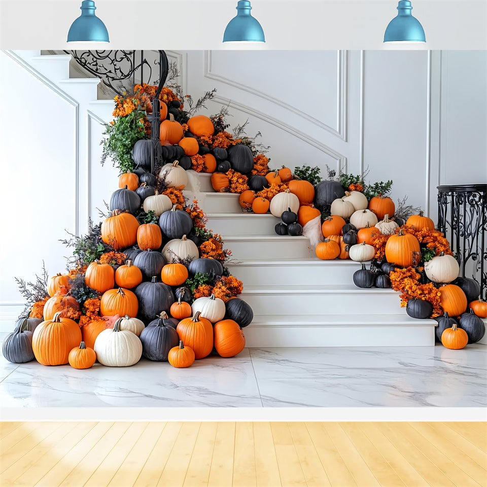 Toile de fond Escalier de citrouilles pour décoration d'Halloween BRP8-349