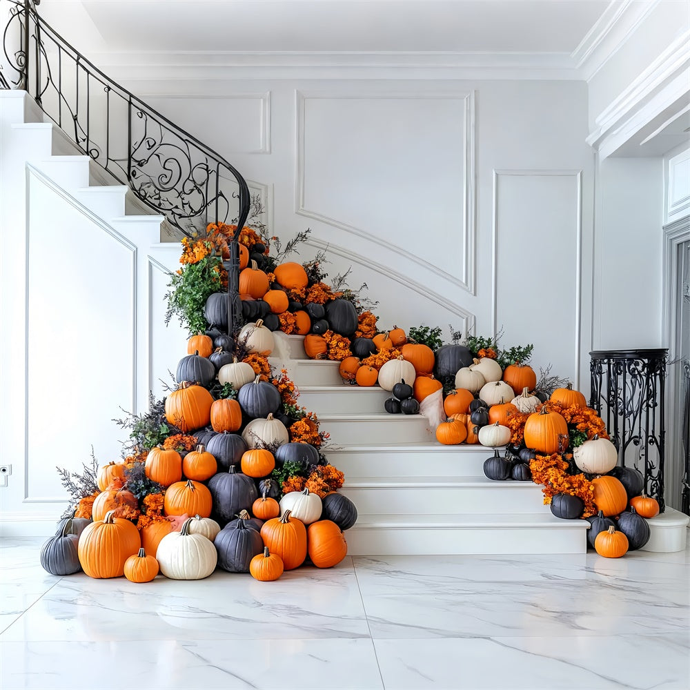 Toile de fond Escalier de citrouilles pour décoration d'Halloween BRP8-349