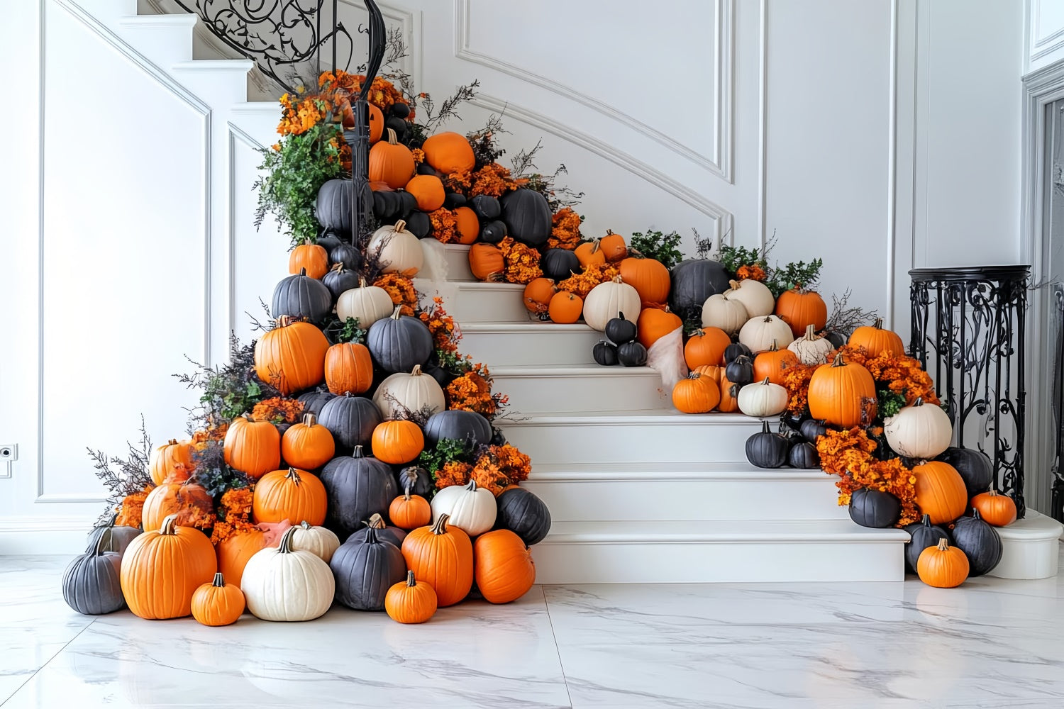 Toile de fond Escalier de citrouilles pour décoration d'Halloween BRP8-349