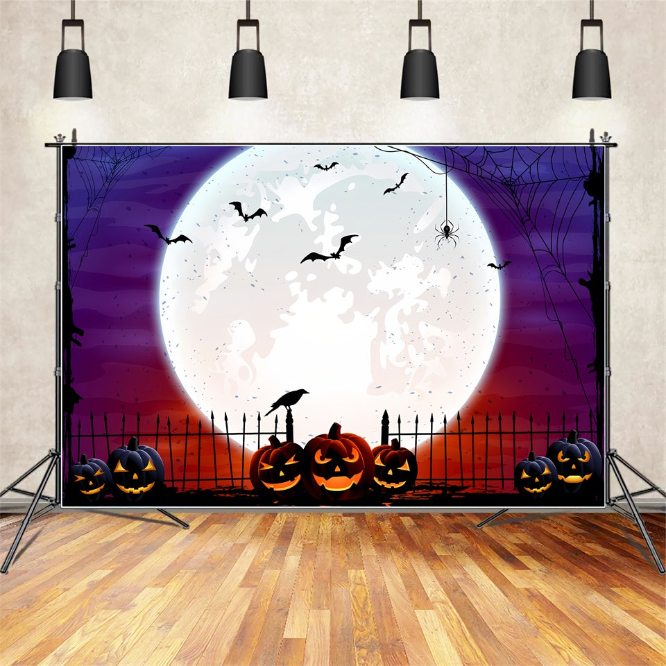 Toile de fond Pleine lune et Jack-O'-Lantern d'Halloween BRP8-351