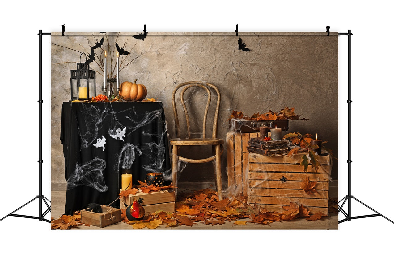 Toile de fond Feuilles d'automne Bougies d'Halloween BRP8-353