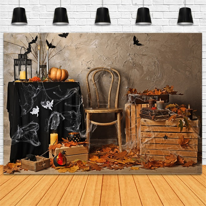 Toile de fond Feuilles d'automne Bougies d'Halloween BRP8-353