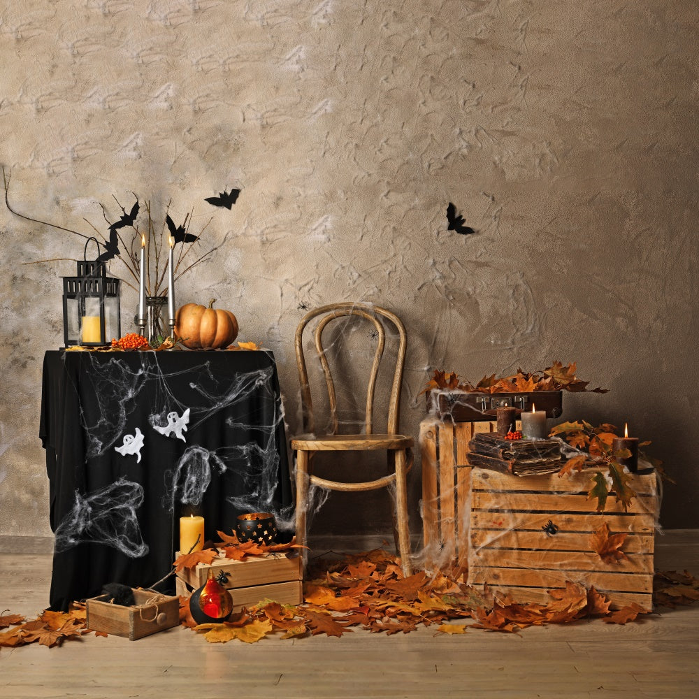 Toile de fond Feuilles d'automne Bougies d'Halloween BRP8-353