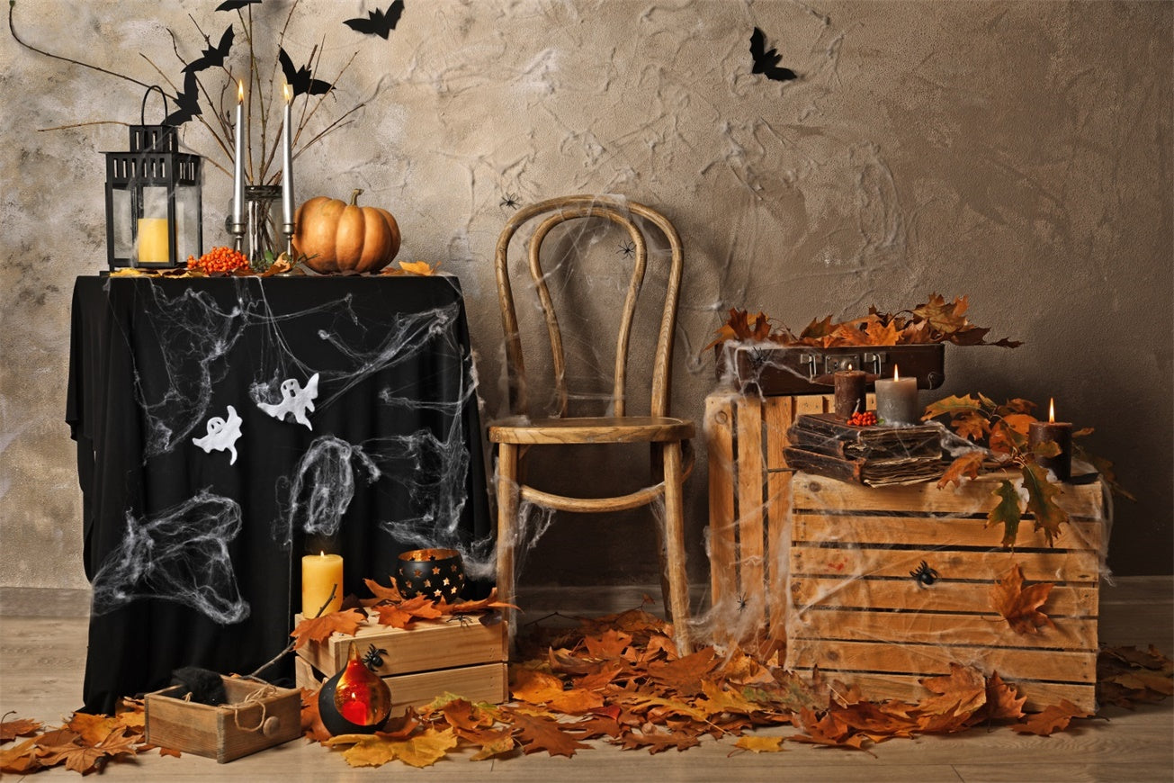 Toile de fond Feuilles d'automne Bougies d'Halloween BRP8-353