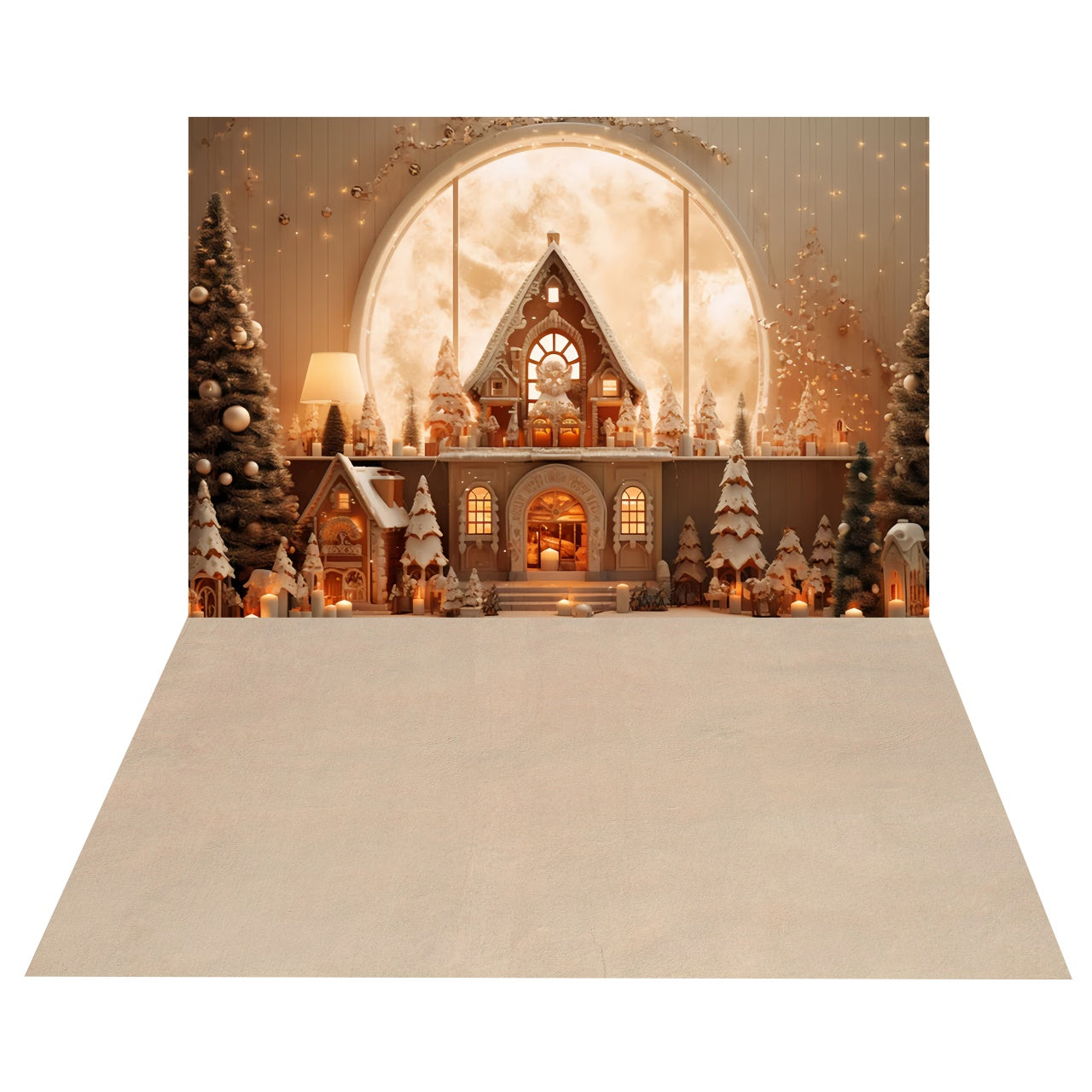 Toile de Fond Chalet Enneigé de Noël + Sol Hivernal BRP8-393