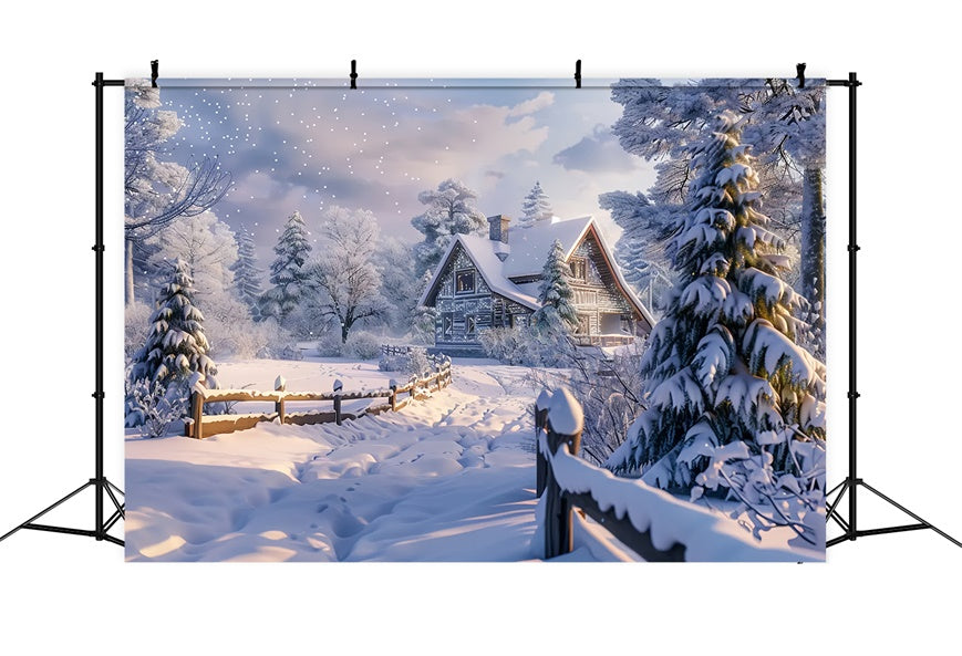 Toile de Fond Chalet Enneigé dans la Forêt de Noël BRP8-63